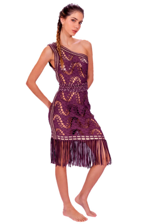 DESPI Marsala one shoulder dress - S-M